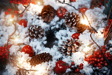 Image showing Christmas wreath and light