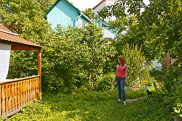 Image showing Beautiful women on the yard