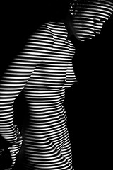 Image showing The  body of woman with black and white zebra stripes