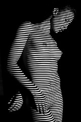 Image showing The  body of woman with black and white zebra stripes