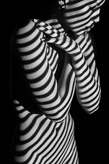 Image showing The  body of woman with black and white zebra stripes