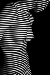 Image showing The  body of woman with black and white zebra stripes