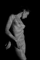 Image showing The  body of woman with black and white zebra stripes