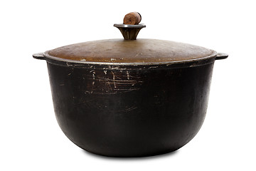 Image showing Old black dirty pot