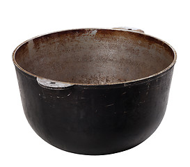 Image showing Black old dirty pot isolated on white