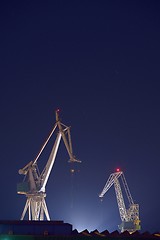 Image showing Industrial cargo cranes in the dock