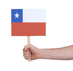 Image showing Hand holding small card - Flag of Chile