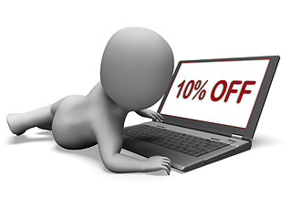 Image showing Ten Percent Off Monitor Means 10% Deduction Or Sale Online\r