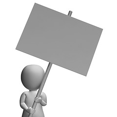 Image showing Character With Placard Allows Message Or Presentation