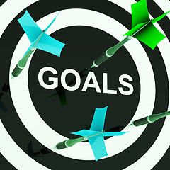 Image showing Goals On Dartboard Shows Aspirations