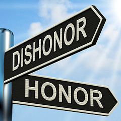 Image showing Dishonor Honor Signpost Shows Disgraced And Respected