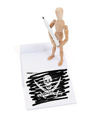 Image showing Wooden mannequin made a drawing - Pirate