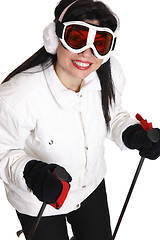 Image showing Female skier