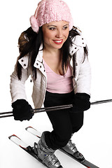 Image showing Female skier