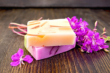 Image showing Soap with fireweed on board