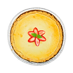 Image showing Pie strawberry with sour cream whole on top