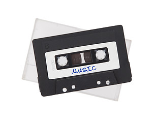 Image showing Vintage audio cassette tape, isolated on white background