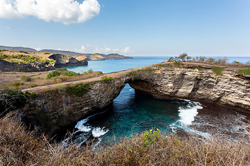 Image showing tunnel crater coastline at Nusa Penida island