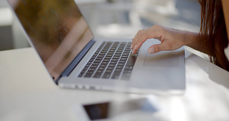 Image showing Close Up on Business Woman Computer