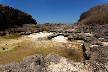 Image showing rock formation coastline at Nusa Penida island