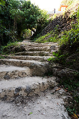 Image showing Stone staircase leading on Tembeling pool