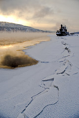 Image showing Northern, Siberian river in the winter.