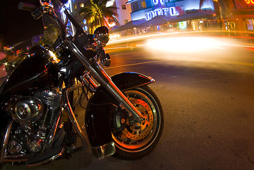 Image showing motorcycle south beach night scene