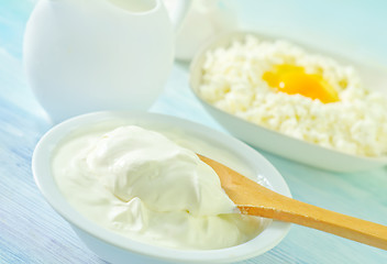 Image showing cottage,eggs,milk nd sour cream