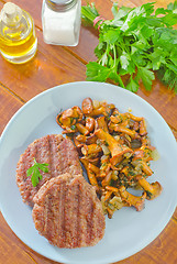 Image showing burgers with fried mushrooms