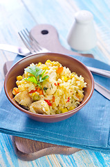 Image showing rice with meat and vegetables