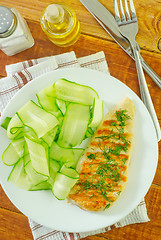 Image showing chicken fillet with cucumber salad