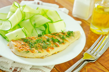 Image showing chicken fillet with cucumber salad