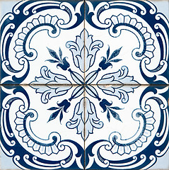 Image showing Traditional Portuguese glazed tiles