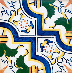 Image showing Traditional Portuguese glazed tiles