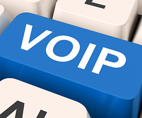 Image showing Voip Key Means Voice Over Internet Protocol\r