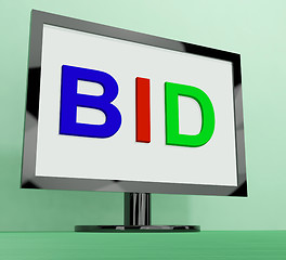 Image showing Bid On Monitor Shows Bidding Or Auction 