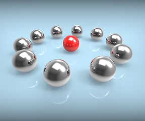Image showing Metal Spheres Show Leadership Or Seminar