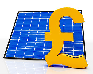 Image showing Solar Panel And Pound Sign Shows Saving Power