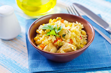 Image showing rice with meat and vegetables