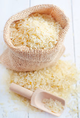 Image showing Raw rice on the table, portion of the raw rice