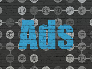 Image showing Advertising concept: Ads on wall background