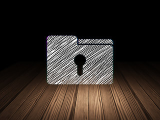 Image showing Finance concept: Folder With Keyhole in grunge dark room