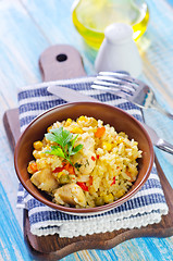 Image showing rice with meat and vegetables