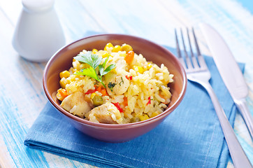 Image showing rice with meat and vegetables