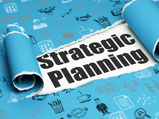 Image showing Business concept: black text Strategic Planning under the piece of  torn paper
