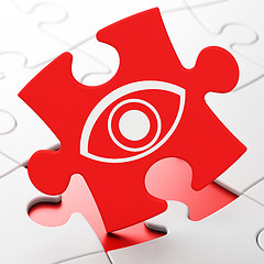 Image showing Privacy concept: Eye on puzzle background