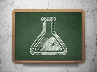 Image showing Science concept: Flask on chalkboard background