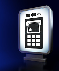 Image showing Banking concept: ATM Machine on billboard background