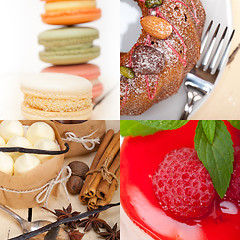 Image showing fresh dessert cake collage 