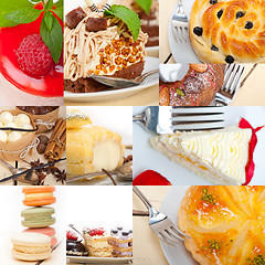 Image showing fresh dessert cake collage 